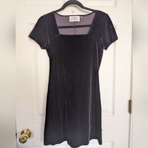 Vintage Purple Velvet Square Neck Mini Dress